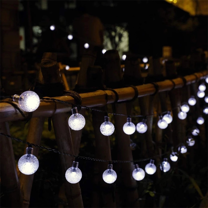 olar String Lights Outdoor 100 Led Crystal Globe Lights Waterproof Solar Festoon Fairy Light For Garden Christmas Party