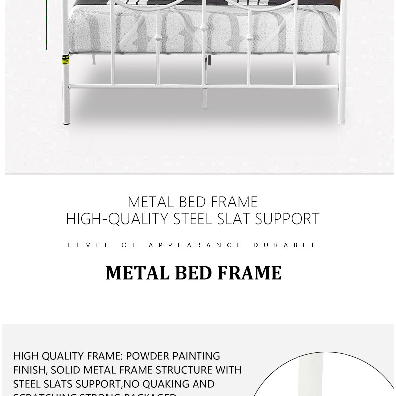 Wholesale Cheap Metal Bed Frame Simple Platform Bed Headboard Iron Frame FULL Size Double Sleeping Bed