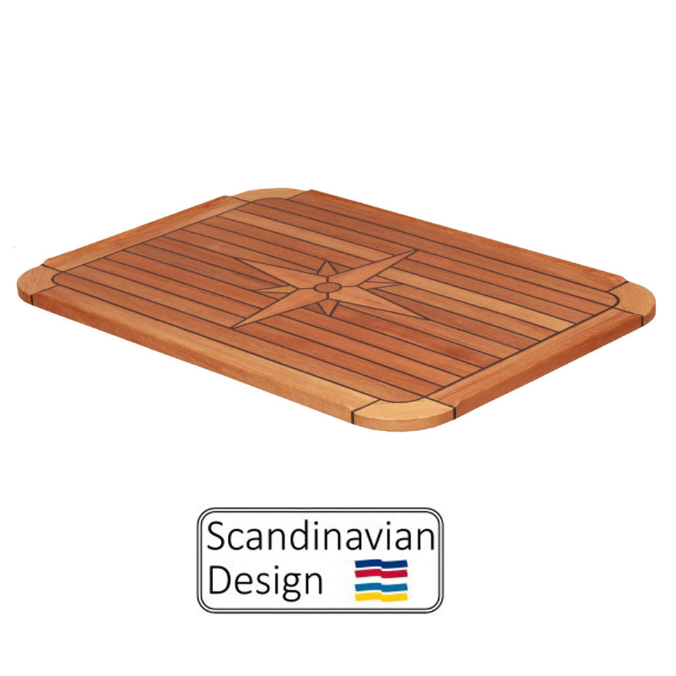 Boat Teak Table Top with Star Inlay Round Corners 370x600510x750510x860580x900510x1200mm Marine RV