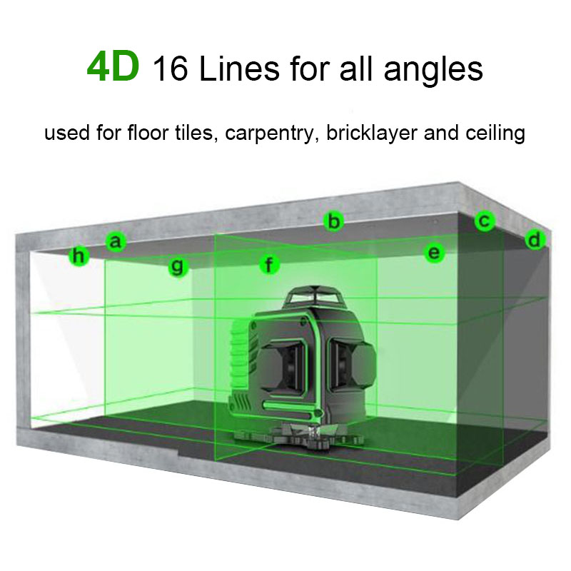 Waymore Beam 360 Vertical Horizontal Selfleveling Cross Line Laser Level Green 16 Lines Laser Level