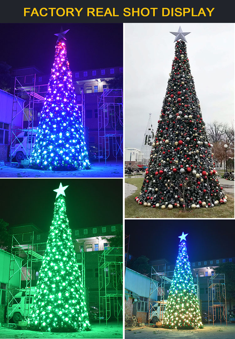 Huayicai brand new giant waterproof outdoor holiday lighting LED Christmas tree with decorations