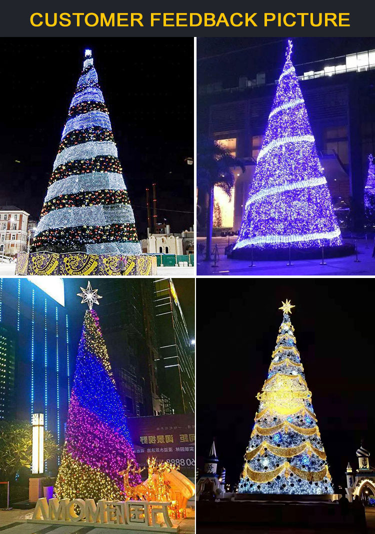 Huayicai brand new giant waterproof outdoor holiday lighting LED Christmas tree with decorations