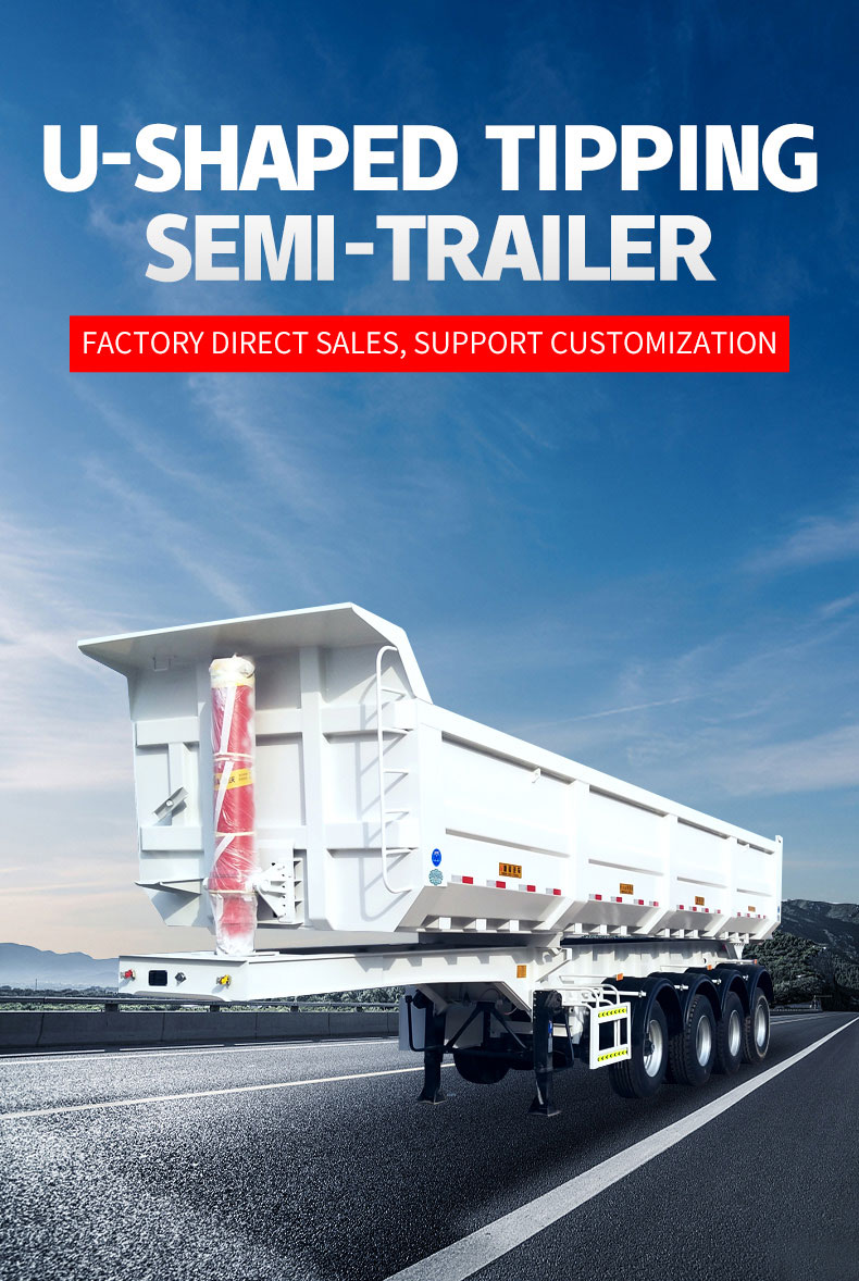 Hydraulic 60 Tons Dump SemiTrailer Sand Gravel Transport Dump Truck