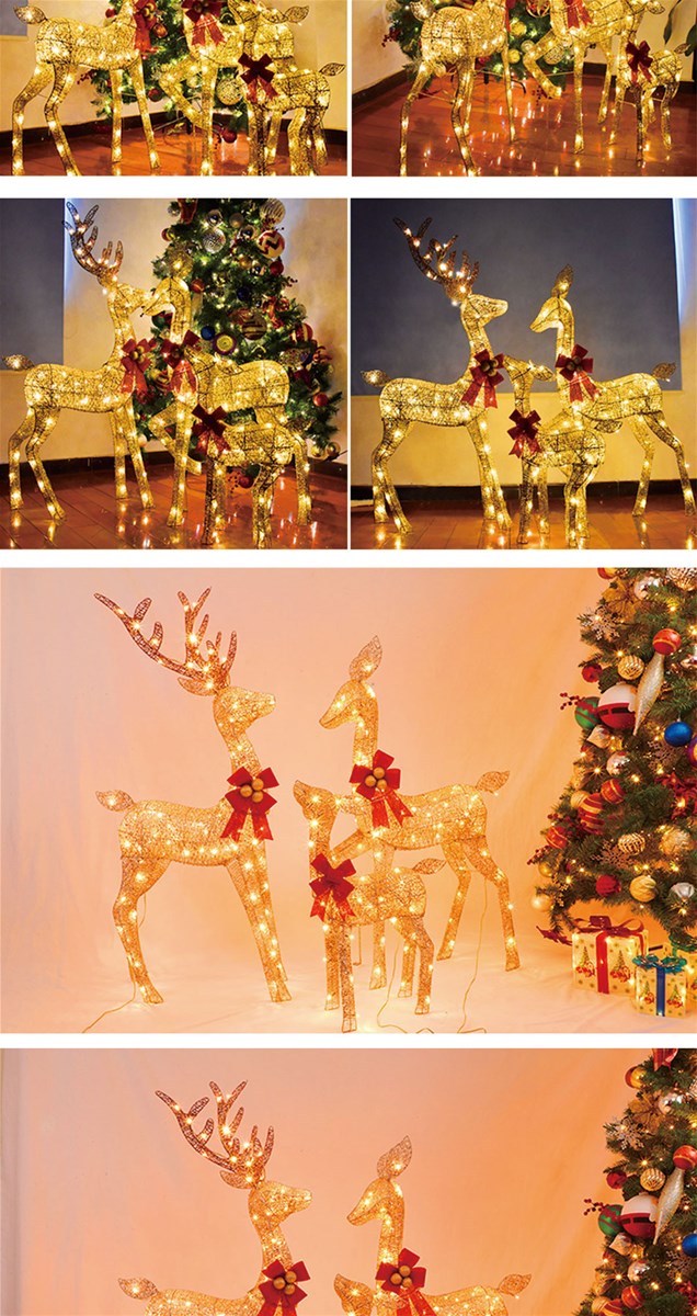 New Design Christmas Decoration Prelit LED Indoor Waterproof Customized Reindeer Family Motif Light