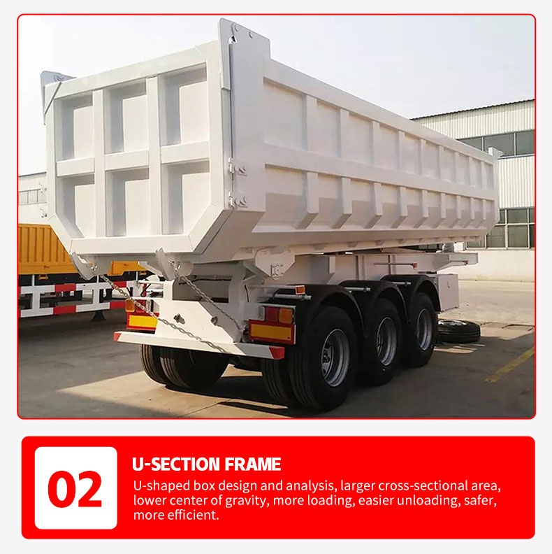 Hydraulic 60 Tons Dump SemiTrailer Sand Gravel Transport Dump Truck