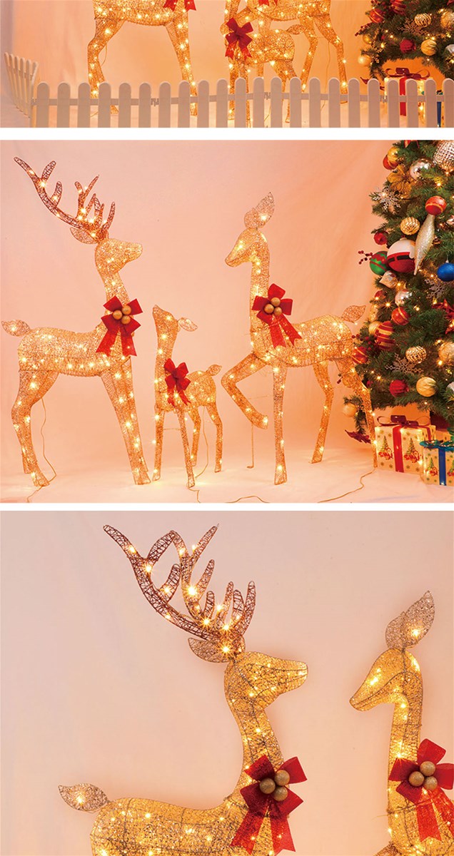 New Design Christmas Decoration Prelit LED Indoor Waterproof Customized Reindeer Family Motif Light