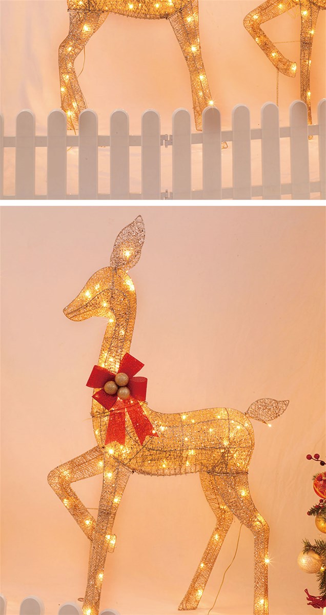 New Design Christmas Decoration Prelit LED Indoor Waterproof Customized Reindeer Family Motif Light