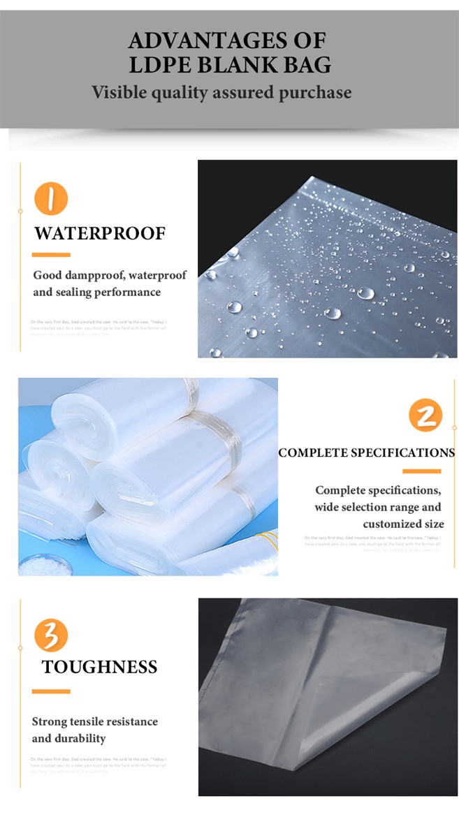 Transparent LDPE highpressure flat plastic bags are dustproof and moistureproof