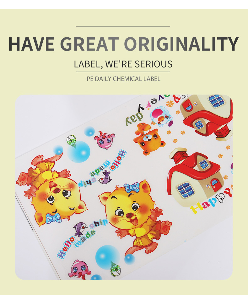 Laser stickers custom colorful goo ka childrens animation transparent printing specialshaped to custom waterproof labe