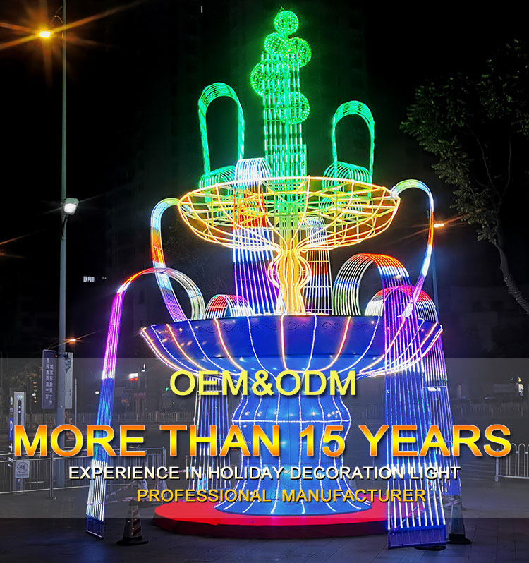 Huayicai Outdoor Lighting IP65 Waterproof Giant Customized Brand New LED Fountain Motif Light
