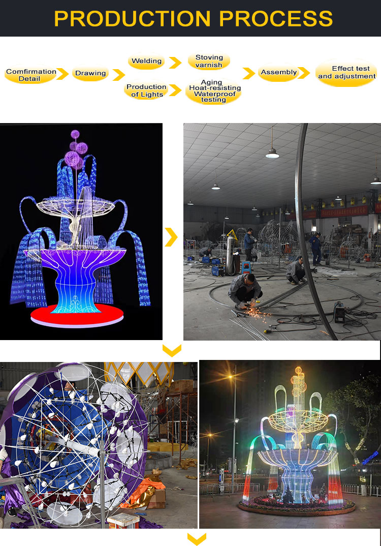 Huayicai Outdoor Lighting IP65 Waterproof Giant Customized Brand New LED Fountain Motif Light