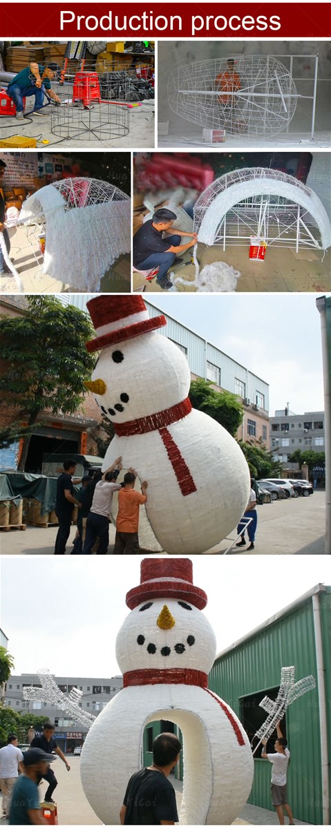 Huayicai Brand New Giant Lovely Iron Frame Fireproof Waterproof Arch Snowman Motif Light