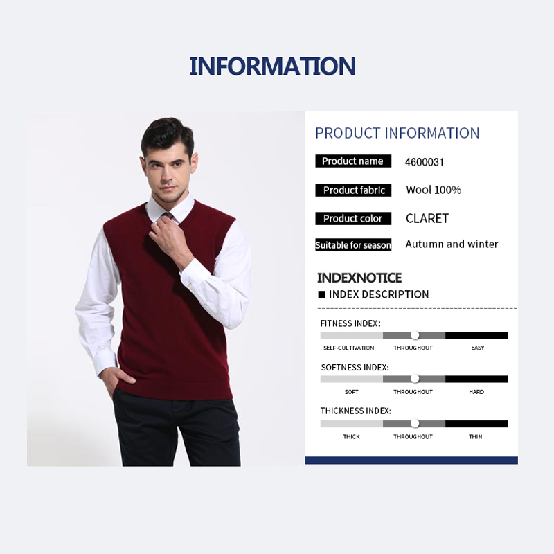 Mens Wool Vest Peach Heart VNeck Business Casual Mens Pure Wool Vest