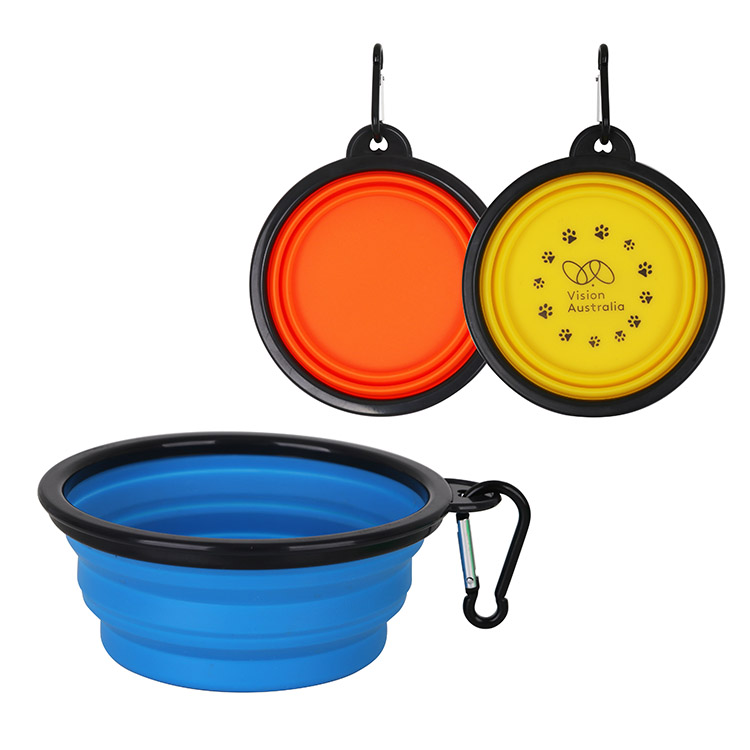 retractable silicone pet bowel vivid colors available small moq of 1K with customized branding and packing service