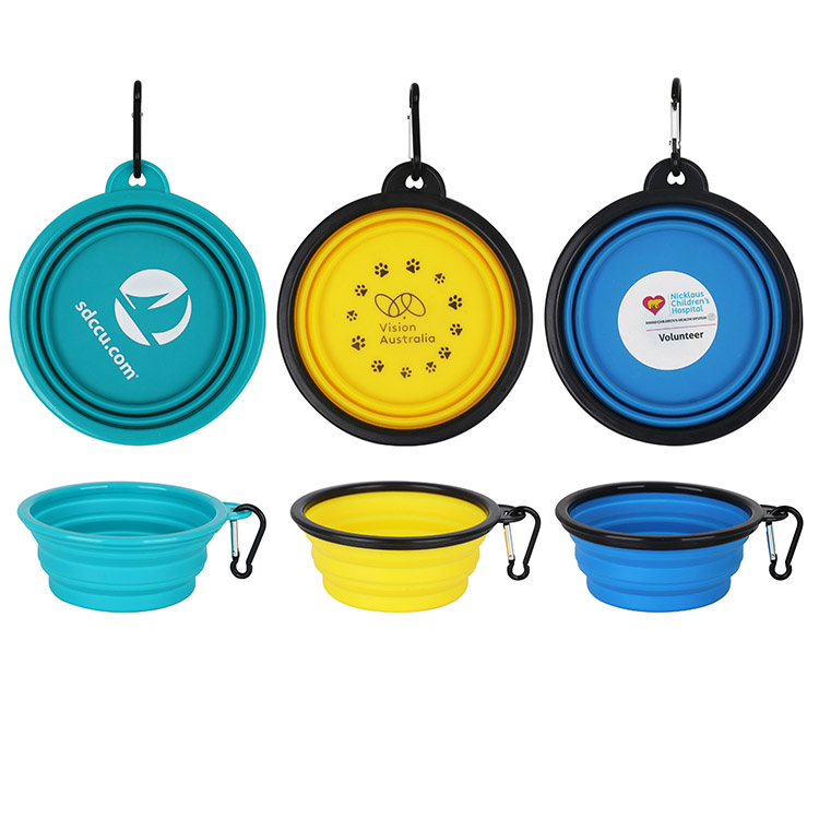 retractable silicone pet bowel vivid colors available small moq of 1K with customized branding and packing service