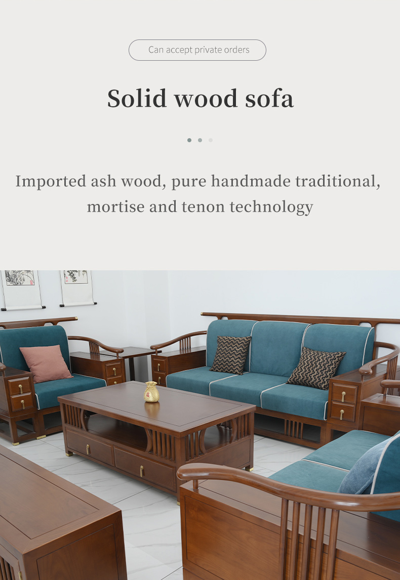 Solid wood sofa Imported solid wood pure manual traditional mortise and tenon technology