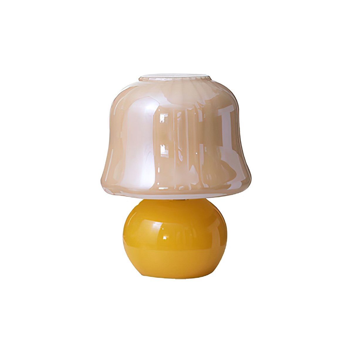 Medieval French Cream Glass Table Lamp Handmade Glass