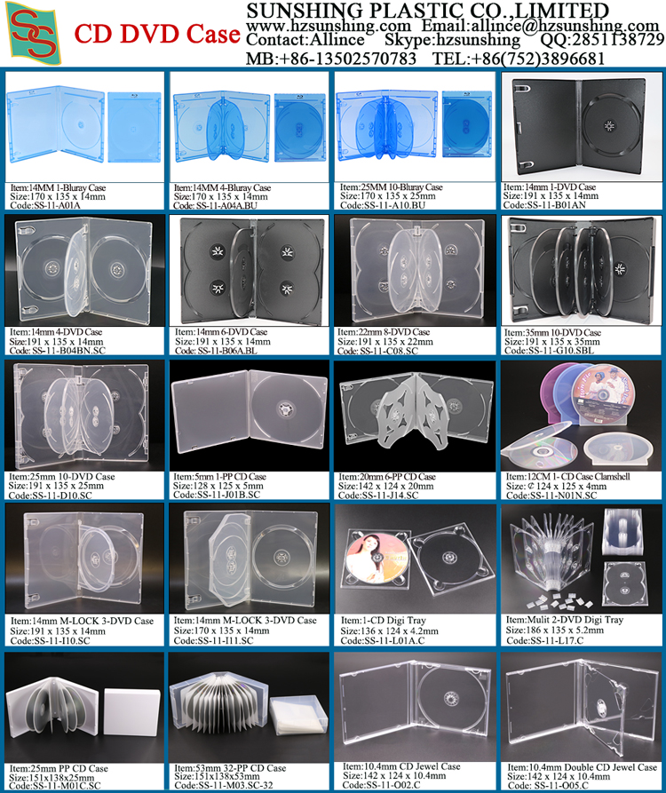 PP Blu Ray CD Jewel Case Disks DVDR 14MM CD DVD Case DVD Sleeve CD Digi Tray Factory M Lock CD Case