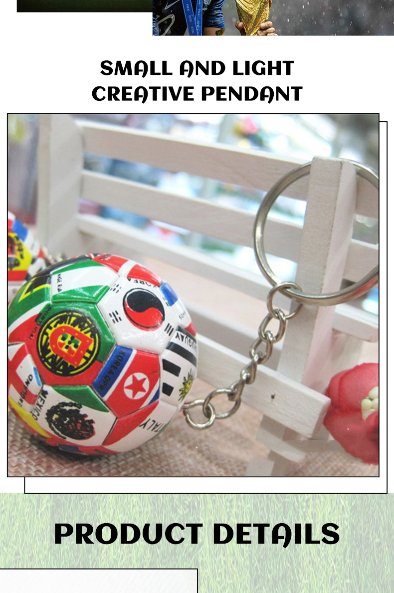 2022 Qatar World Cup Replica Trophy 3D Keychain with Country Flag Football Soccer Souvenirs Gift