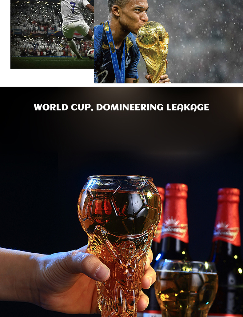 2022 Qatar World Cup Trophy Shaped Drinking Glasses Clear Sublimation Beer Can Glass Mug Cups