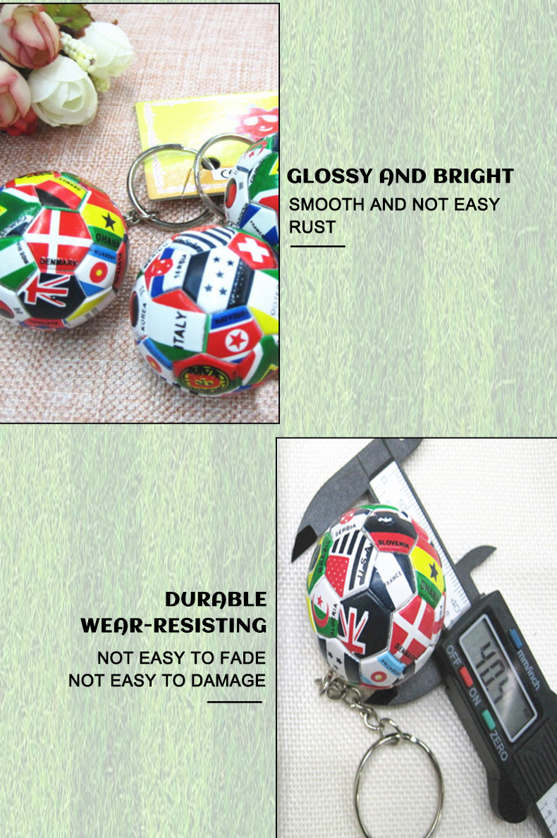 2022 Qatar World Cup Gifts 3D Football Souvenir Custom PVC Football Keychain Flags of Countries