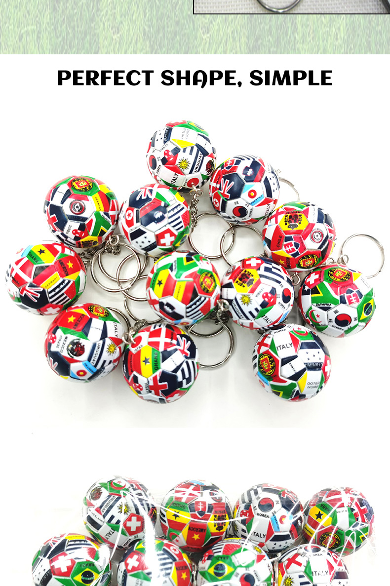 2022 Qatar World Cup Gifts 3D Football Souvenir Custom PVC Football Keychain Flags of Countries