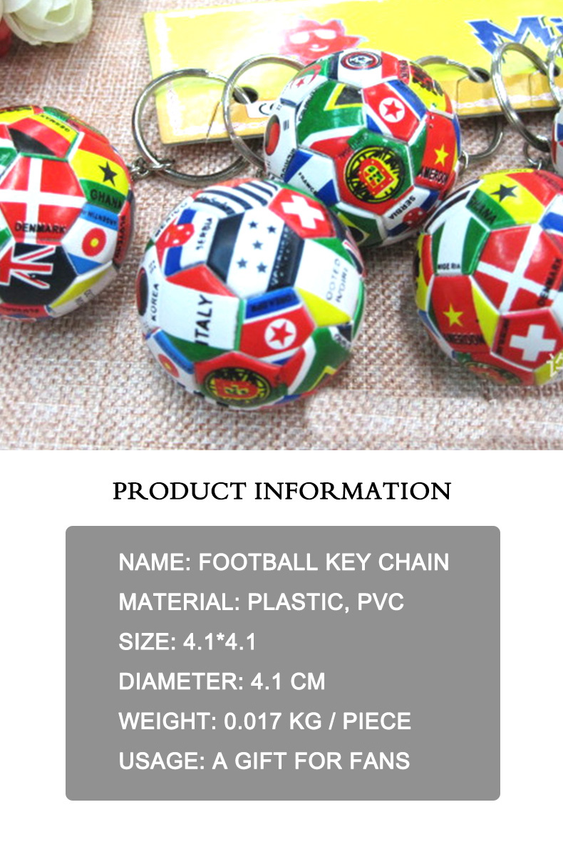 2022 Qatar World Cup Replica Trophy 3D Keychain with Country Flag Football Soccer Souvenirs Gift