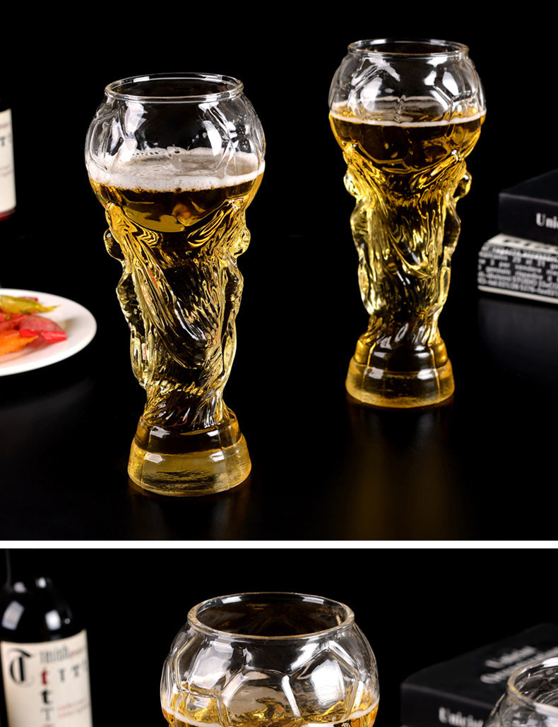 2022 Qatar World Cup Trophy Shaped Drinking Glasses Clear Sublimation Beer Can Glass Mug Cups