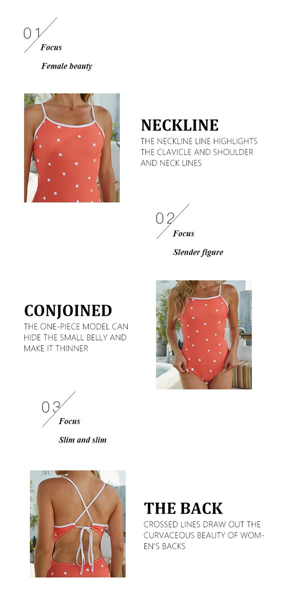 Polka dot suspenders swimsuit B2H0002