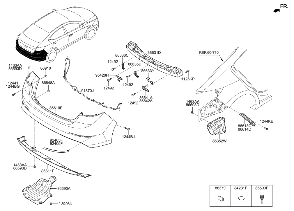 86613F2000 86614F2000 Rear Bumper Bracket for Hyundai Elantra 20162018