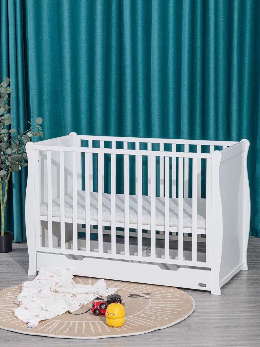 Height Adjustable Wooden Designer Baby Cot Prices wood Classic American Style Wooden Baby Crib with Side Cabinet
