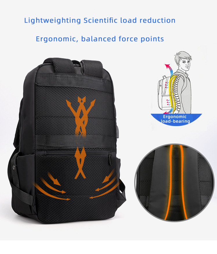 Wholesale Custom Waterproof Polyester Backpack Bag Travel Laptop bag Fashion Design with USB interface Headphone jack