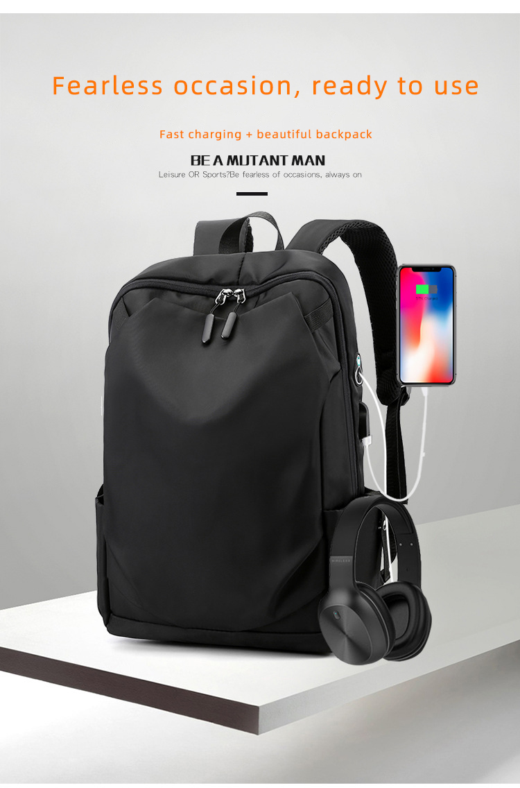 Wholesale Custom Waterproof Polyester Backpack Bag Travel Laptop bag Fashion Design with USB interface Headphone jack