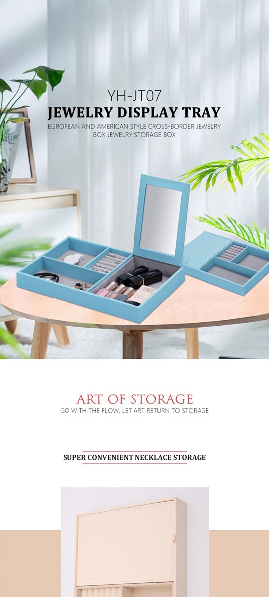 Jewelry storage box Earrings Ring box Jewelry large capacity mirror MOQ 500