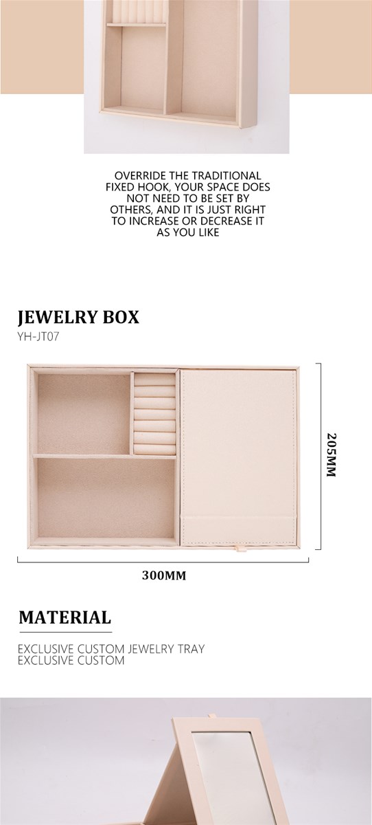Jewelry storage box Earrings Ring box Jewelry large capacity mirror MOQ 500
