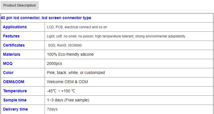 Customize LCD zebra connectorstrip for digital watch display