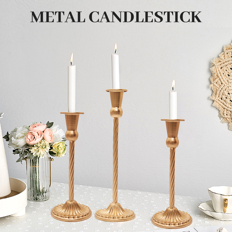 Candlestick 19W066- Gold, White, Detailed Dimensions Consult Customer Service