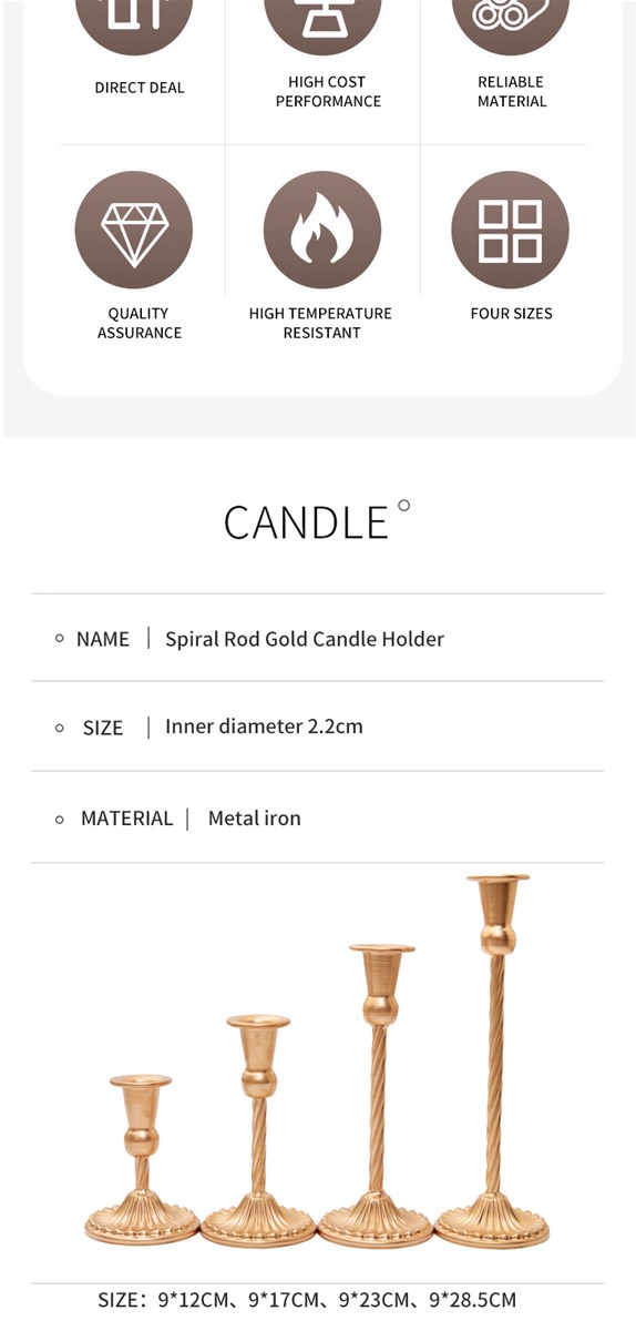 Candlestick 19W066 Gold white detailed dimensions consult customer service