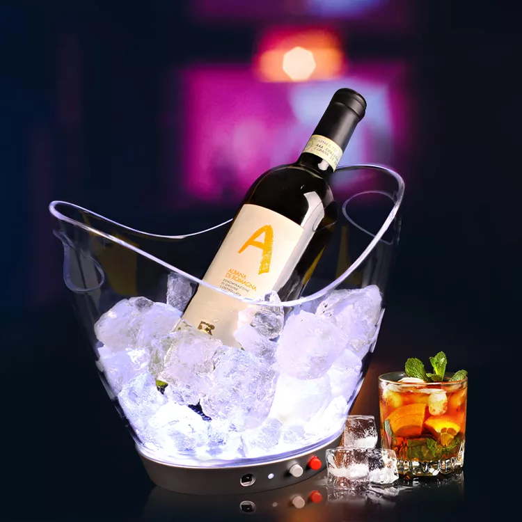 Waterproof Lighting Transparent Plastic Champagne Beer Beverage LED Ice Bucket