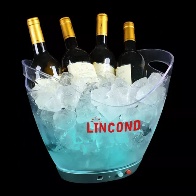 Waterproof Lighting Transparent Plastic Champagne Beer Beverage LED Ice Bucket