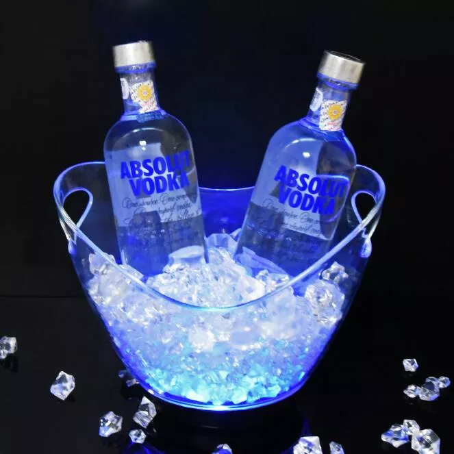 Waterproof Lighting Transparent Plastic Champagne Beer Beverage LED Ice Bucket