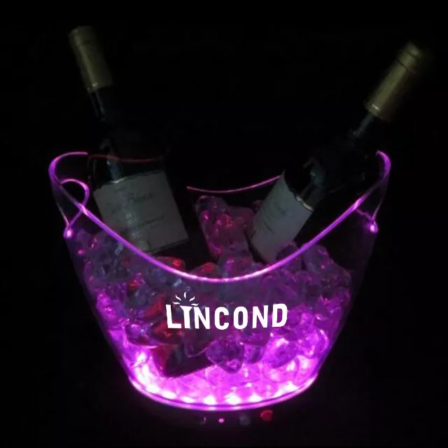 Waterproof Lighting Transparent Plastic Champagne Beer Beverage LED Ice Bucket