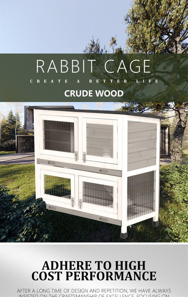 Wooden rabbit cage rainproof sun protection outdoor cat nest cat cage double layer rabbit cage 1