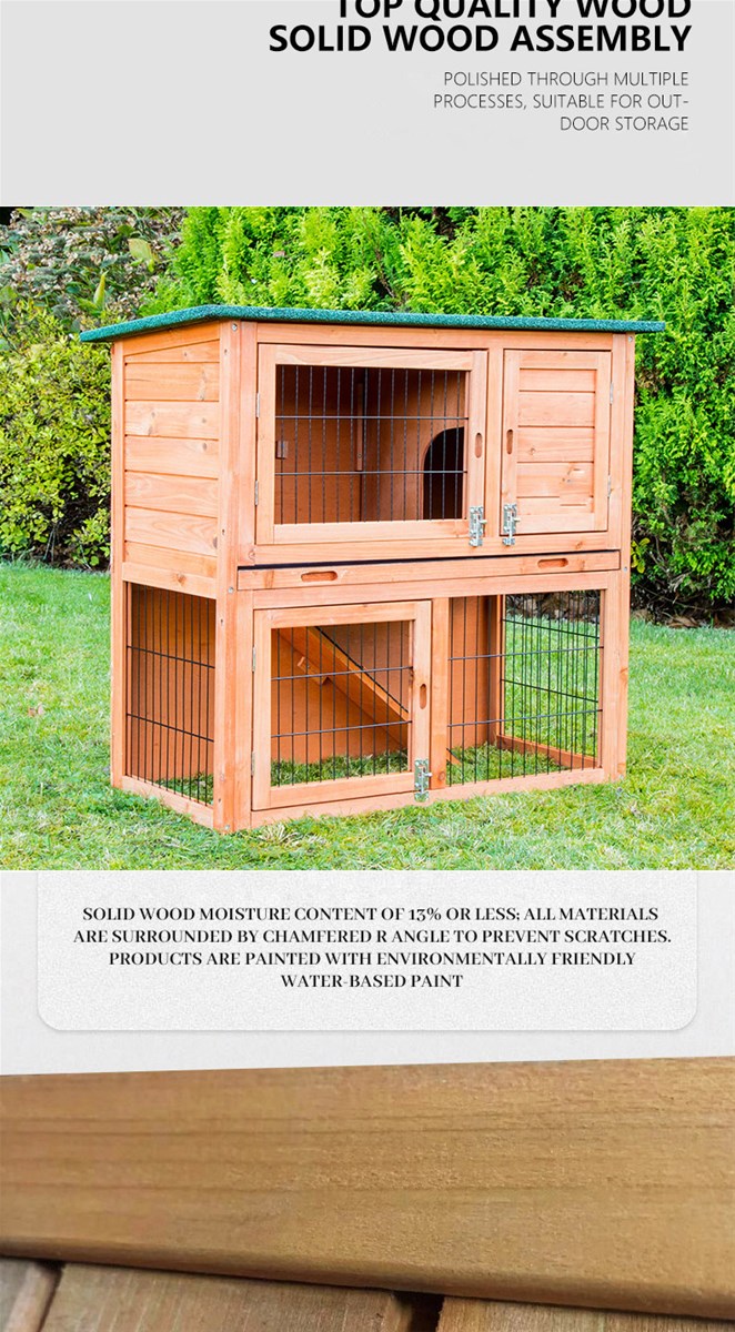 Wooden rabbit cage rainproof sun protection outdoor cat nest cat cage double layer rabbit cage 1