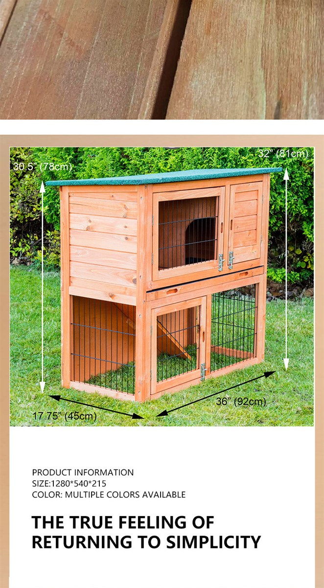 Wooden rabbit cage rainproof sun protection outdoor cat nest cat cage double layer rabbit cage 1