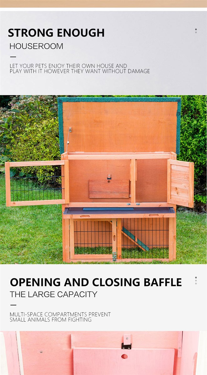 Wooden rabbit cage rainproof sun protection outdoor cat nest cat cage double layer rabbit cage 1