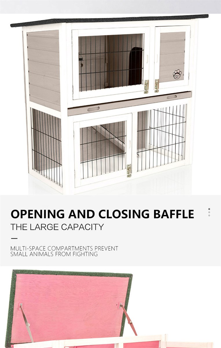 Wooden rabbit cage rainproof sun protection outdoor cat nest cat cage double layer rabbit cage 1