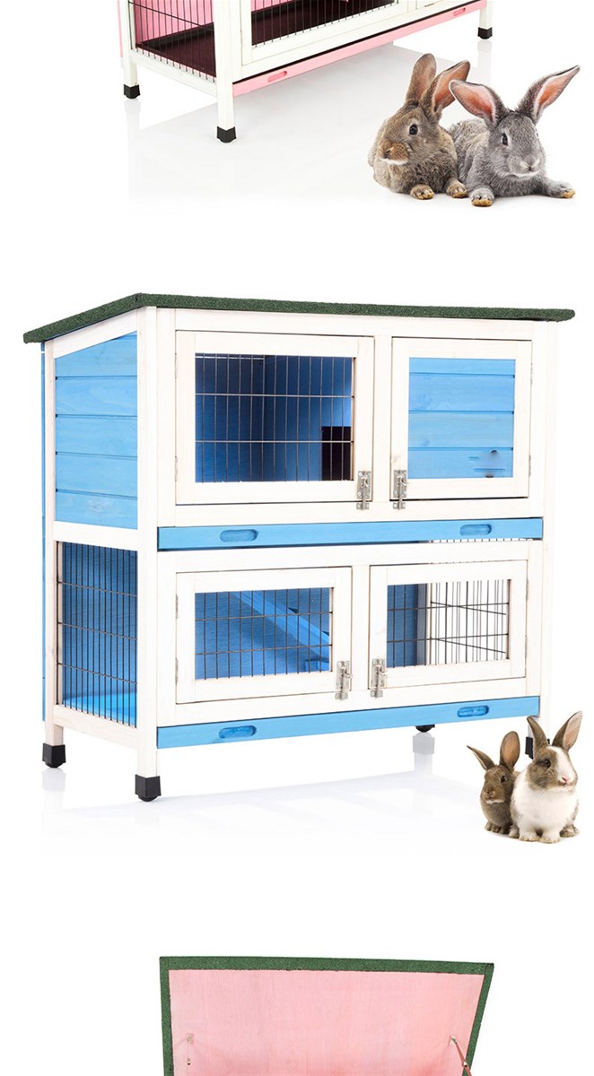 Wooden rabbit cage rainproof sun protection outdoor cat nest cat cage double layer rabbit cage 1