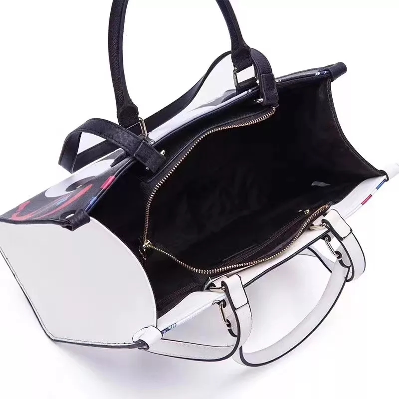 Stylish girls college trendy combine white and black handbag women eye theme cute bags