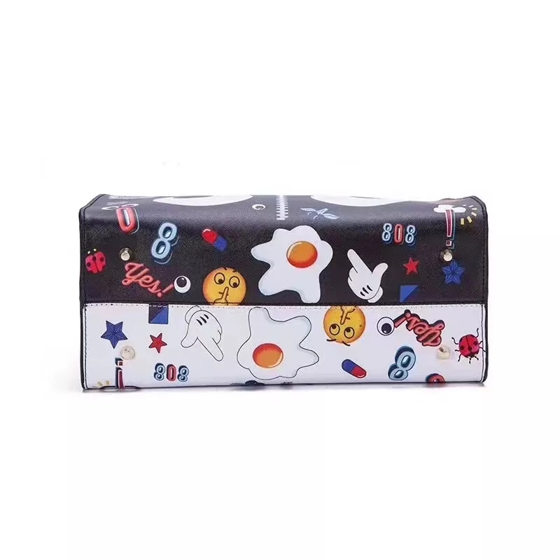 Stylish girls college trendy combine white and black handbag women eye theme cute bags